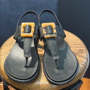 OluKai Black and Orange Sandals Durable Synthetic Design